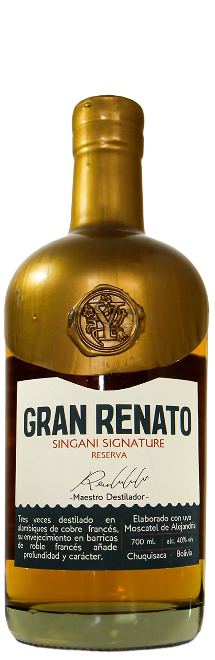 Botella Singani Gran Renato DO Valle de Cinti 2022
